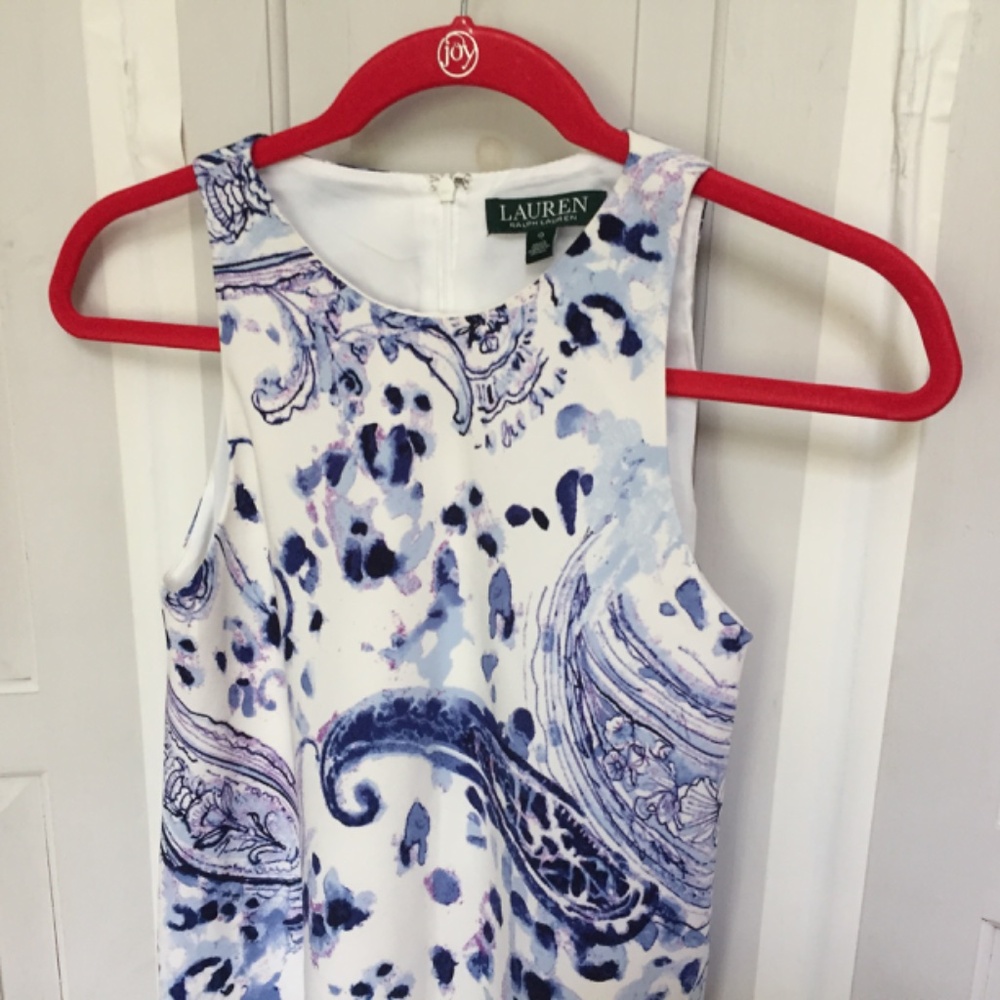 Lauren Ralph Lauren White and Blue Paisley Dress - Picture 10 of 16